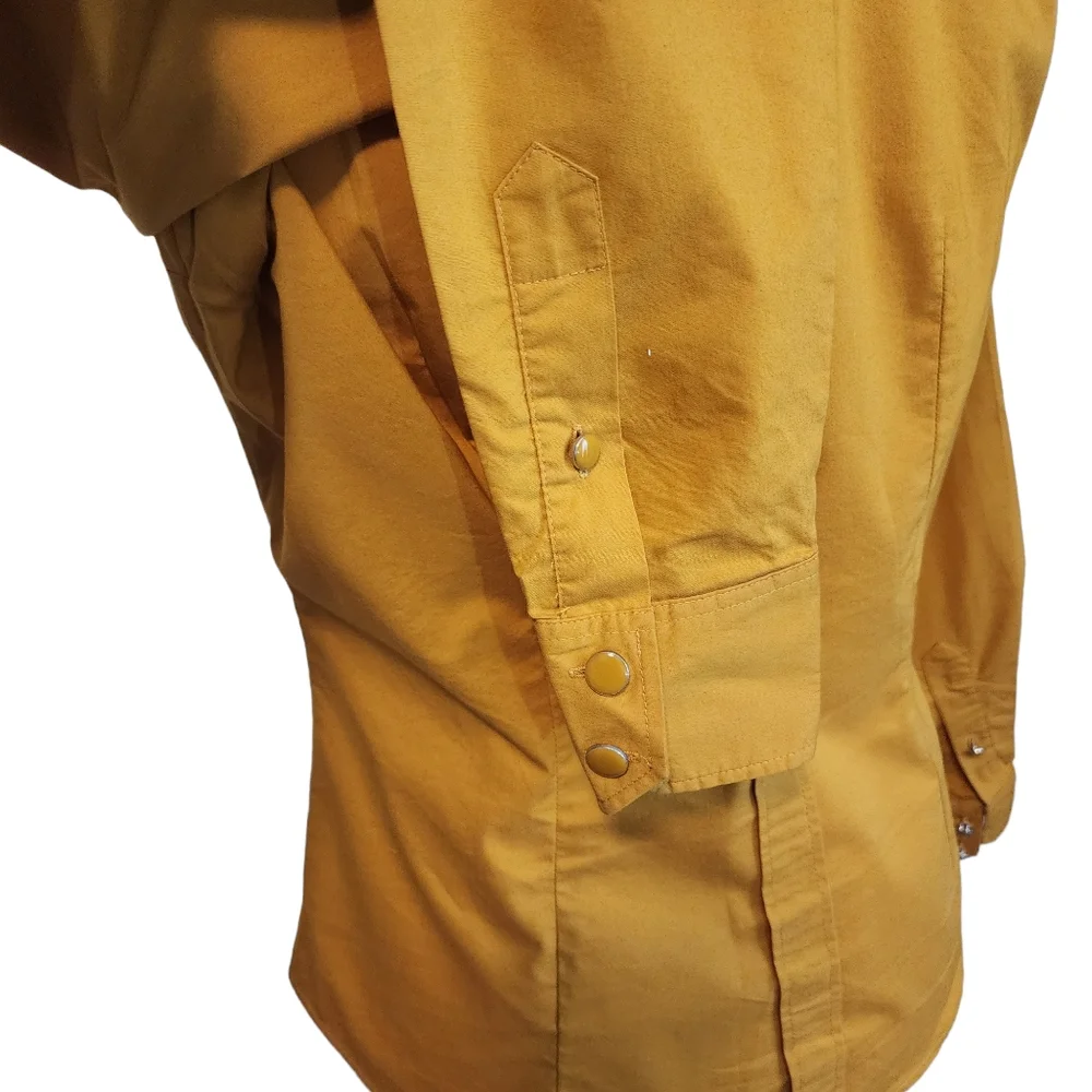 EUC New York & Company Mustard Yellow Fitted Button Up Blouse_8